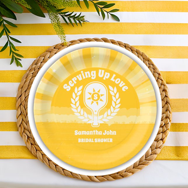 Assiettes En Carton Retro Sunshine Fête de Mariage Pickleball (Paper Plates)