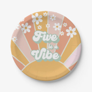 Assiettes En Carton Retro Sunshine Five est une fleur hippie ambiance
