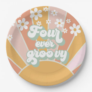 Assiettes En Carton Retro Sunshine Quatre Ever Groovy Daisy