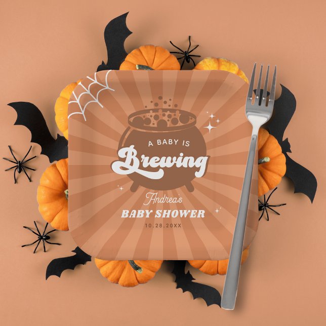 Assiettes En Carton Retro Super Baby brasse le Baby shower d'Halloween (Créateur téléchargé)