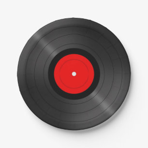 Assiettes En Carton Retro Vinyl Plate