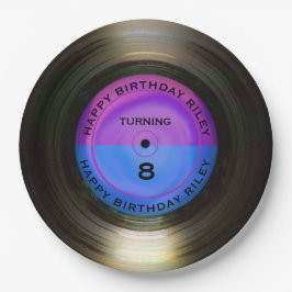 Assiettes En Carton Retro Vinyl Record personnalisé fête d'anniversair