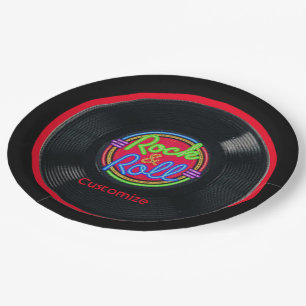 Assiettes En Carton Rétro vinyle personnalisé de rock