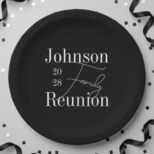Assiettes En Carton Retrouvailles familiales personnalisées Parti noir