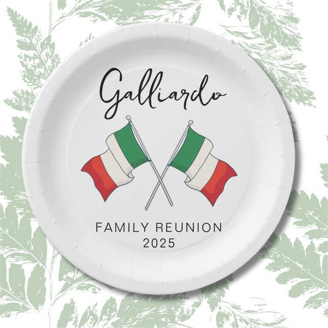 Assiettes En Carton Réunion de famille avec drapeau italien  (Créateur téléchargé)