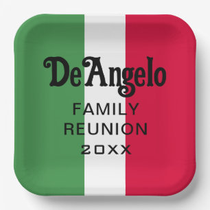 Assiettes En Carton Réunion de nom de famille italien personnalisé