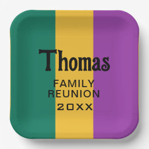 Assiettes En Carton Réunion de nom de famille personnalisé