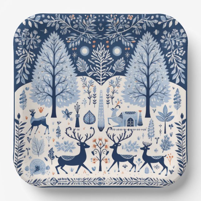 Assiettes En Carton Réunions de Yuletide (Recto)