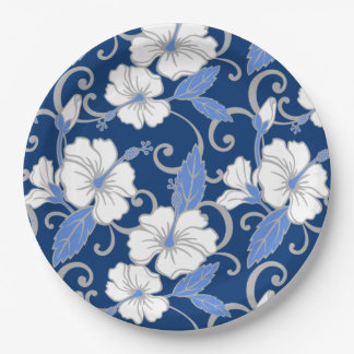 ASSIETTES EN CARTON RÊVE POLYNÉSIENNE (BLEU)