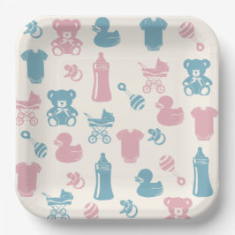 Assiettes En Carton Révélation de genre rose et bleu