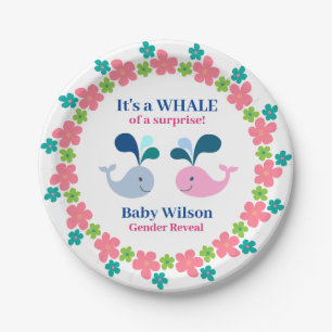 Assiettes En Carton Révéler le genre Baleine rose bleue d'une surprise