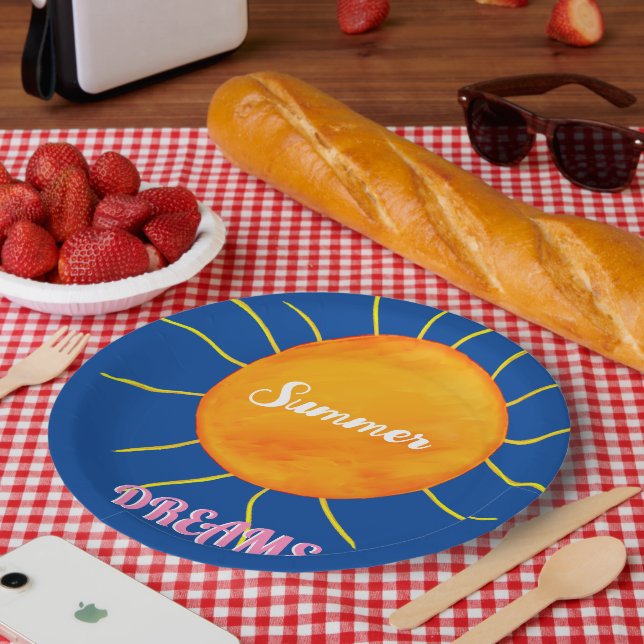 Assiettes En Carton Rêves d'été Jaune Orange (Pique-nique)