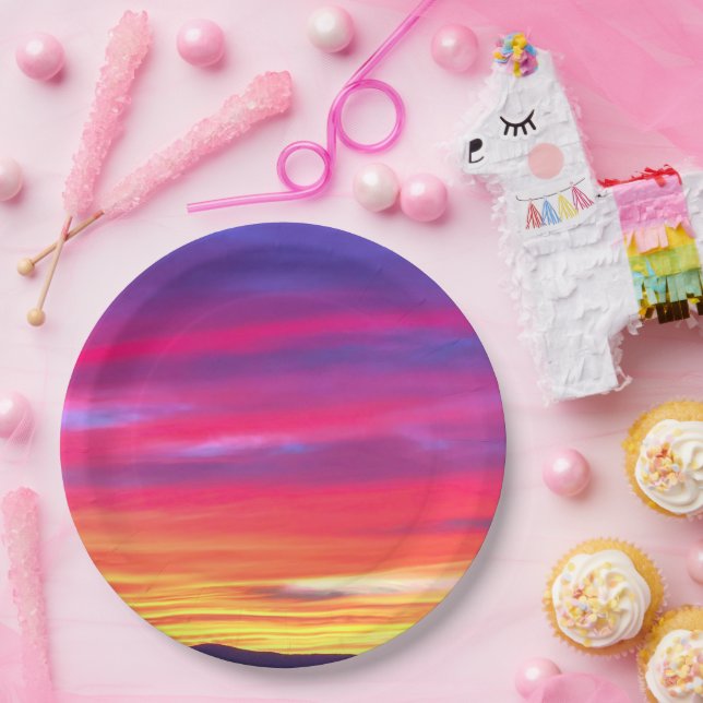 Assiettes En Carton Rêves du coucher du soleil : Vibrant (Fête)
