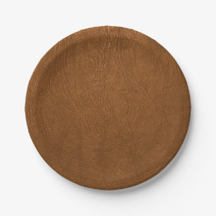 Assiettes En Carton Revêtement Brown en cuir de vache