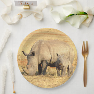 Assiettes En Carton rhinocéros mignons en afrique