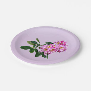 Assiettes En Carton Rhododendron rose pâle
