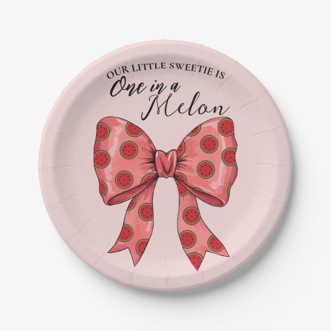 Assiettes En Carton Ribbon de pastèque doux été (Devant)
