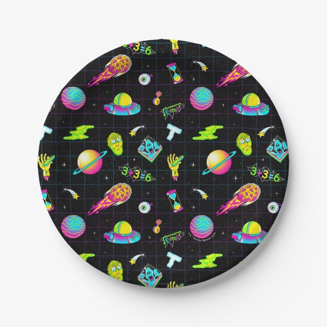 Assiettes En Carton RICK ET MORTY™ | Motif de la saison psychédélique  (Devant)
