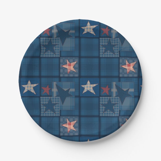 Assiettes En Carton rideau de douche en patchwork (Devant)