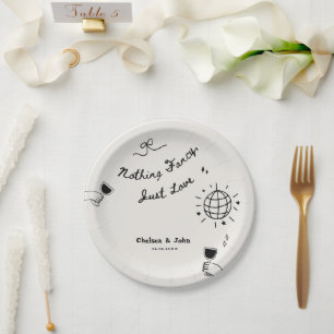 Assiettes En Carton Rien de Fantastique Juste de l'Amour Mariage Écrit