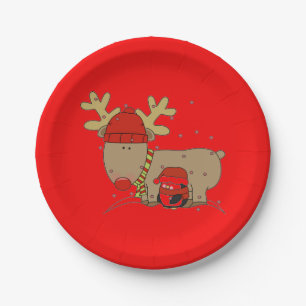 Assiettes En Carton Rindeer et Penguin
