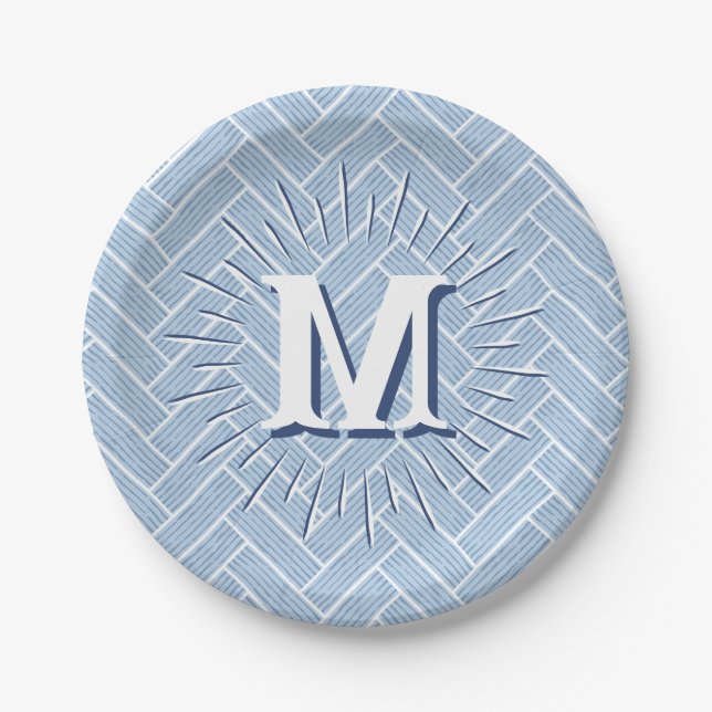 Assiettes En Carton Ripple Herringbone en Ardoise Personnalisé (Devant)