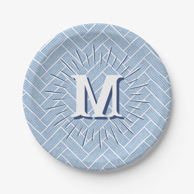 Assiettes En Carton Ripple Herringbone in Slate Personalized (Devant)