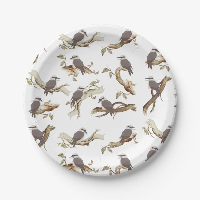 Assiettes En Carton Rire Kookaburra Eucalyptus d'oiseaux australiens (Devant)