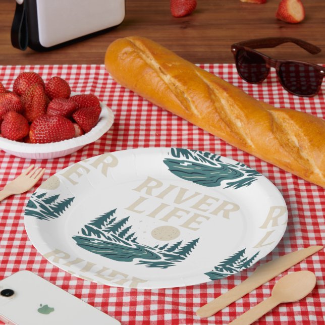 Assiettes En Carton River Is Life Papier Plaques - Partie inspirée de  (Pique-nique)