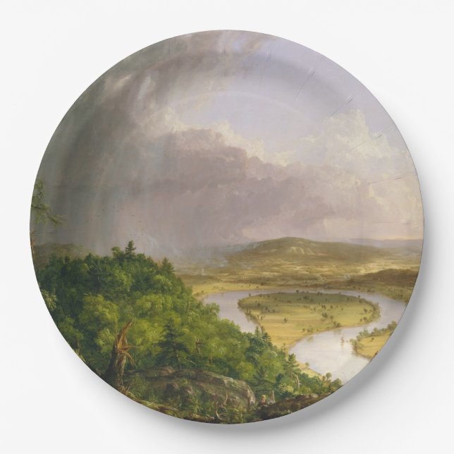 Assiettes En Carton Rivière Oxbow Vue du Mont Holyoke, Massachusetts (Devant)