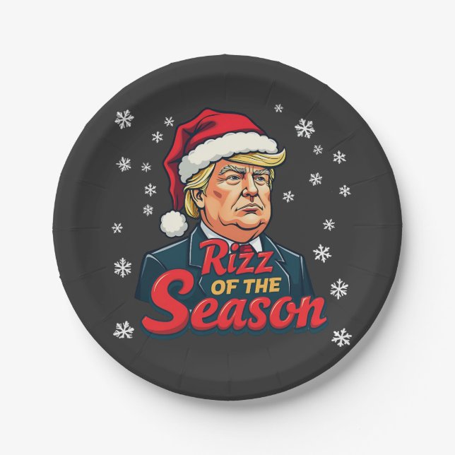 Assiettes En Carton Rizz of the Season Funny Trump Christmas Père Noël (Devant)