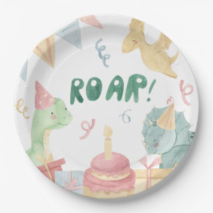Assiettes En Carton Roar Dinosoar Plaques d'anniversaire Dino fête d'a