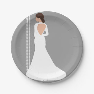 Assiettes En Carton Robe de mariée blanche moderne bling douche de mar