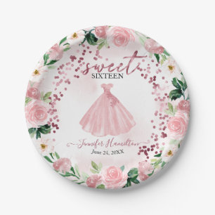 Assiettes En Carton Robe Fleurie Rose Gold Doux 16 Ans