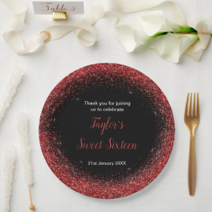 Assiettes En Carton Robe Rouge Lumineuse Faux Parties scintillant Douc