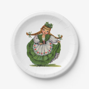 Assiettes En Carton Robe traditionnelle vintage irlandaise fille