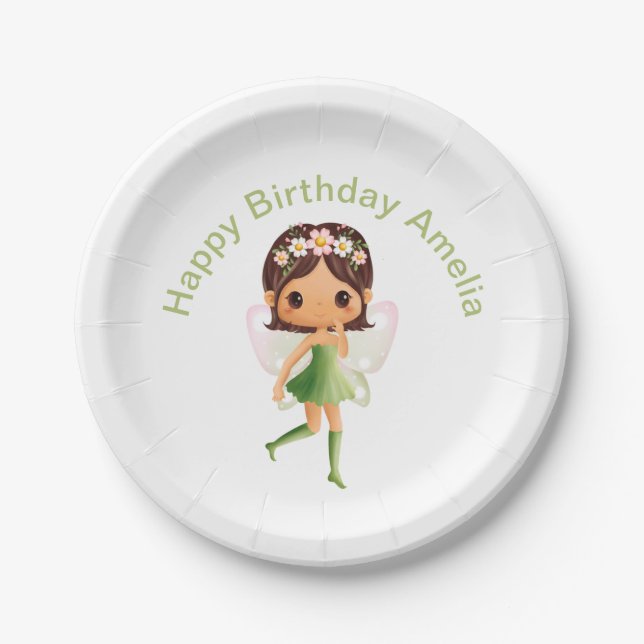 Assiettes En Carton Robe verte Fée (Devant)