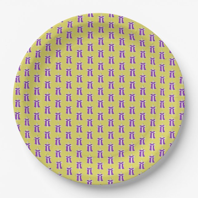 Assiettes En Carton Robe violette en croix (Devant)