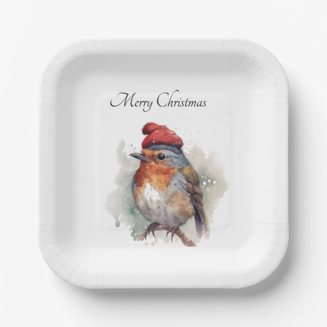Assiettes En Carton Robin Winter Delight, sur mesure (Recto)
