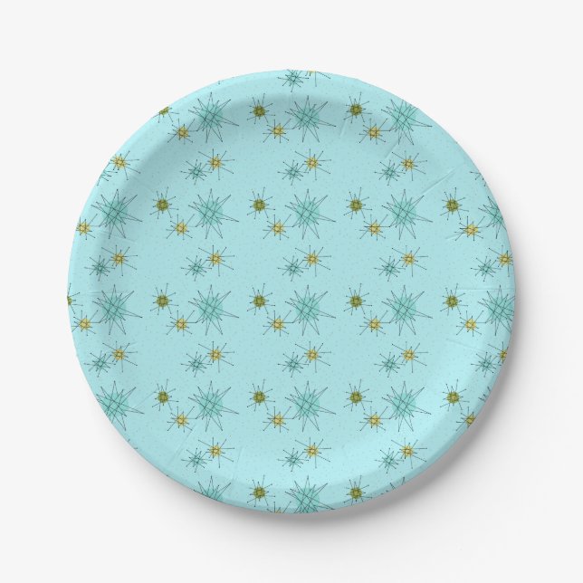 Assiettes En Carton Robin's Oeuf Blue Starbursts Plaque en papier (Devant)