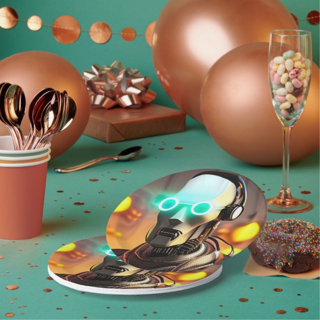 Assiettes En Carton Robot 2 plaques en papier (Multi)