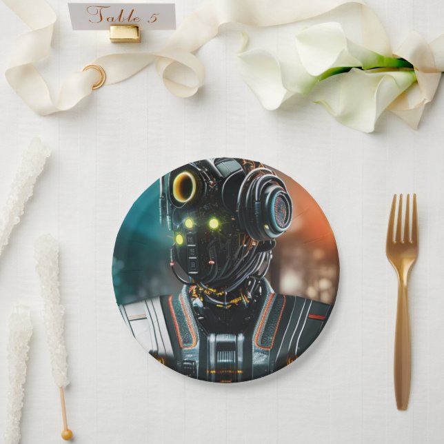Assiettes En Carton Robot 3 plaques en papier (Mariage)