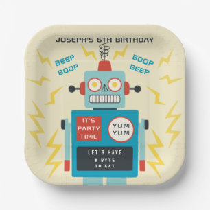 Assiettes En Carton Robot Anniversaire de enfant
