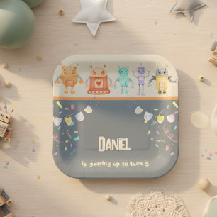 Assiettes En Carton Robot Anniversaire Enfants