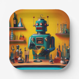 Assiettes En Carton Robot futuriste rétro ROBIA 12J2 Mixologue
