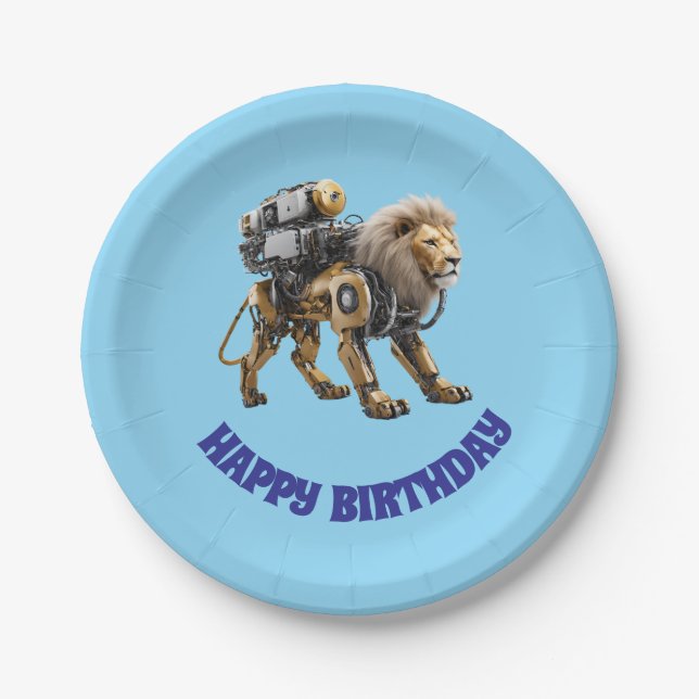 Assiettes En Carton Robot Lion (Devant)