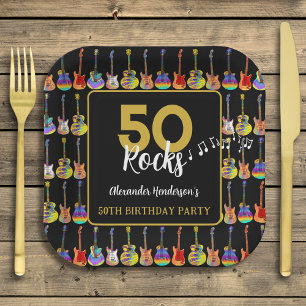 Assiettes En Carton Rocher et Rouleau 50e fête d'anniversaire Custom