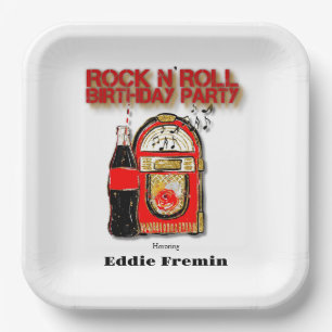Assiettes En Carton Rock n'Roll Jukebox fête d'anniversaire