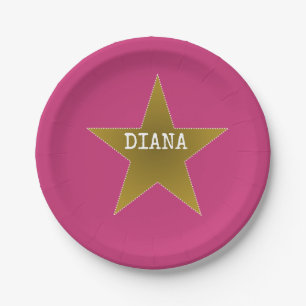 Assiettes En Carton Rock Star Anniversaire Plaques Papier de fête Rose