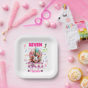 Assiettes En Carton Rock'n'Roll Guitare Musicale Anniversaire Fille Ro